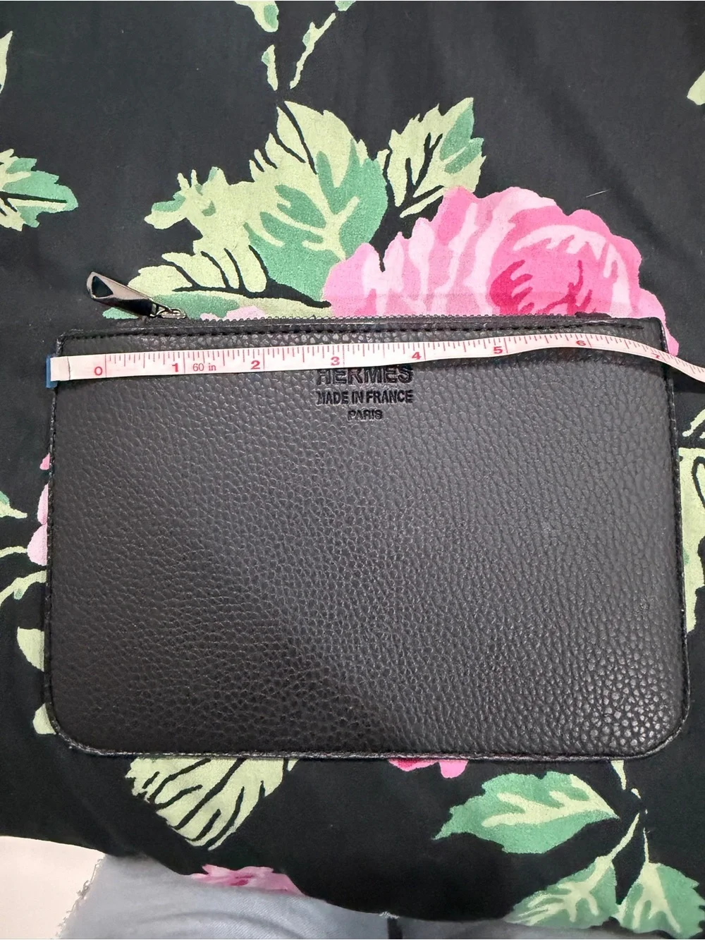 Hermès Black Pebbled Leather Zip Pouch